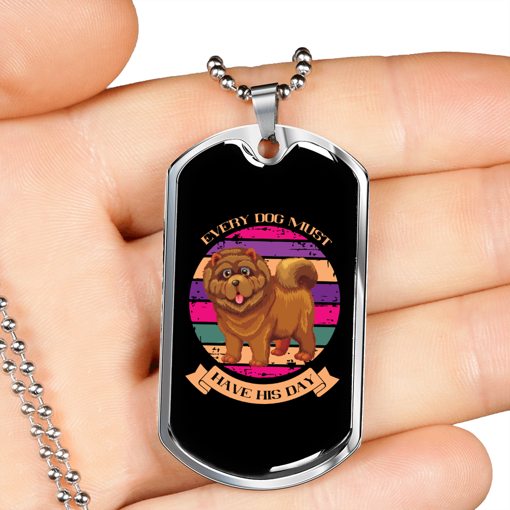 Every Dog Must Have Colored Necklace Stainless Steel or 18k Gold Dog Tag 24" Chain-Express Your Love Gifts