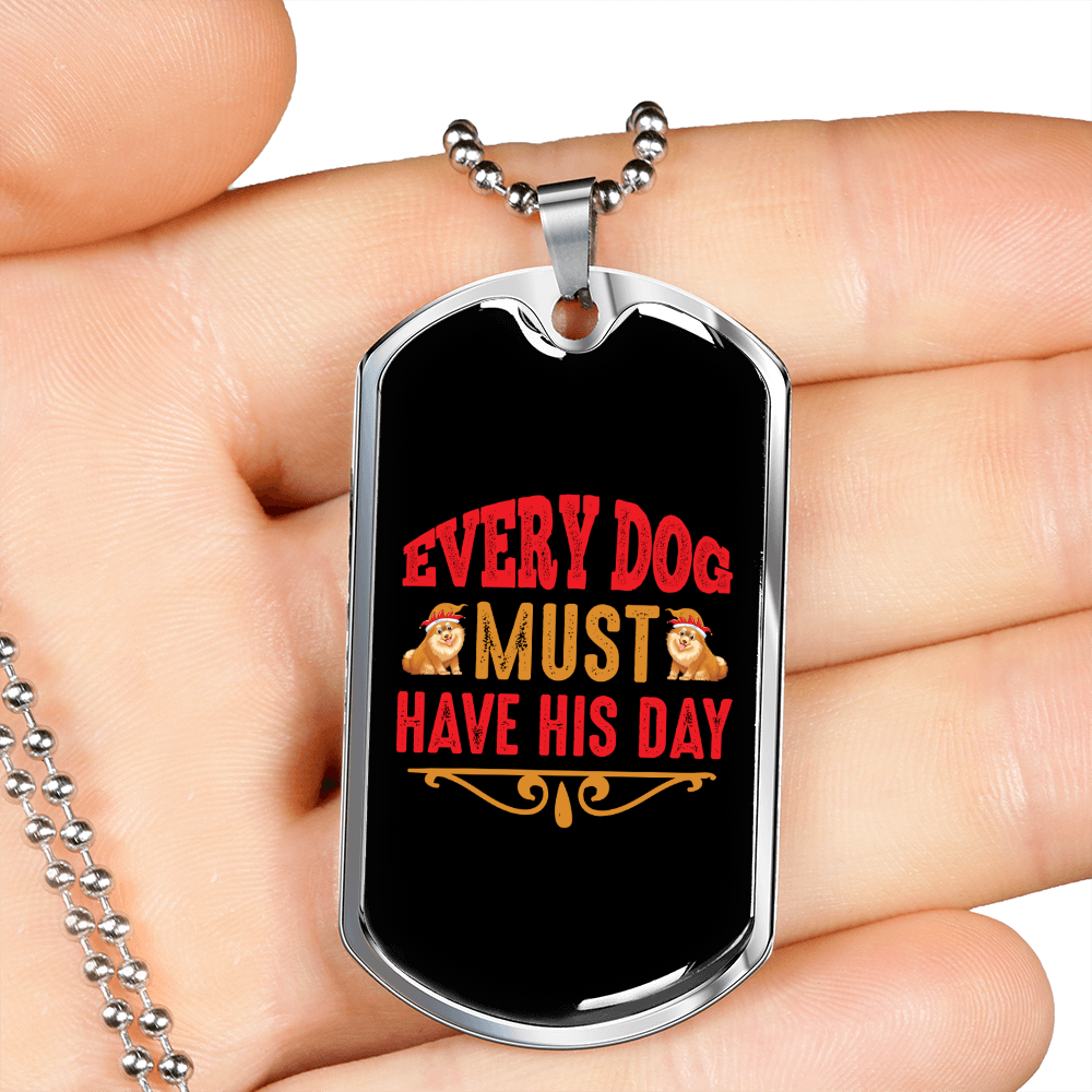 Every Dog Must Have Red Necklace Stainless Steel or 18k Gold Dog Tag 24" Chain-Express Your Love Gifts