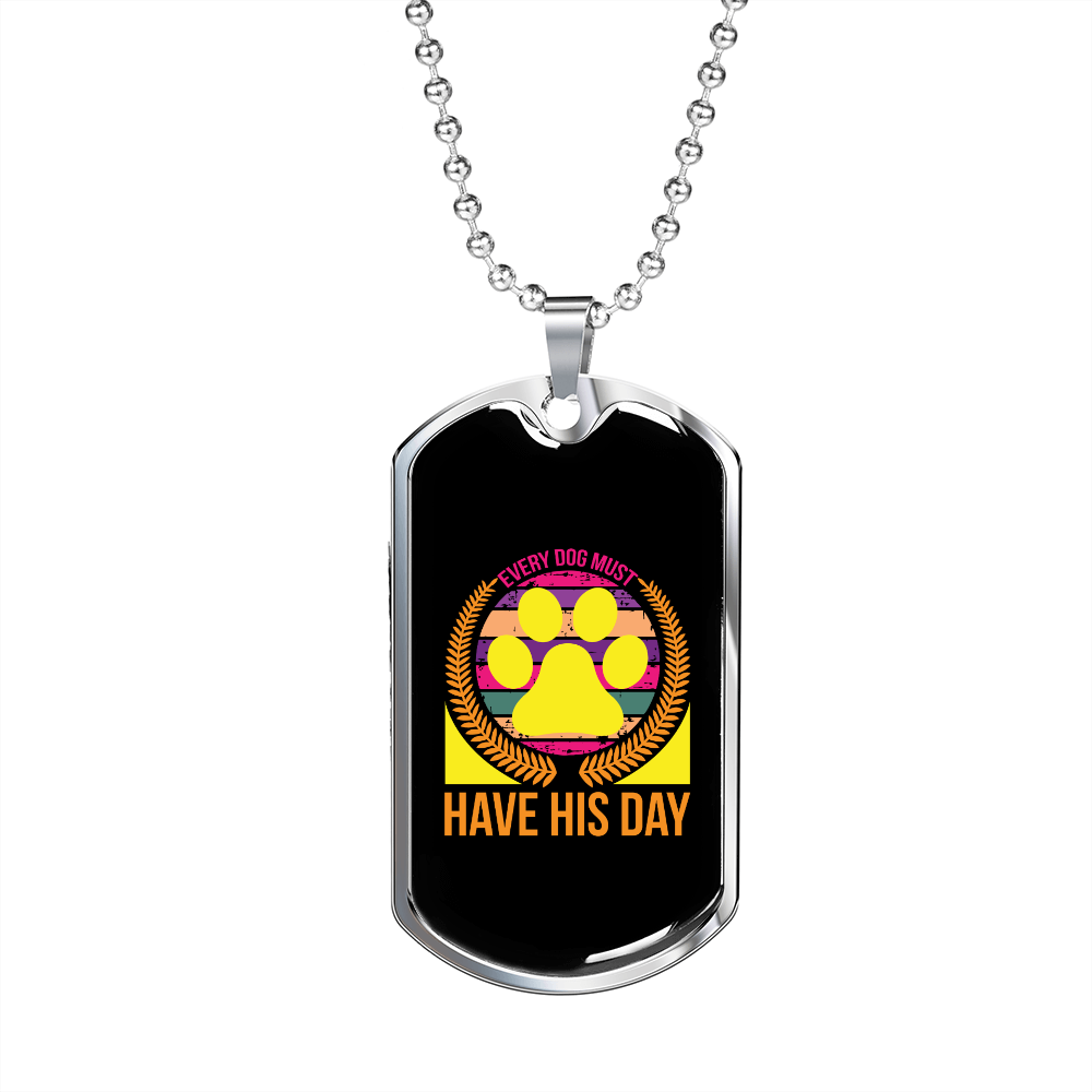 Every Dog Must Have Yellow Paw Necklace Stainless Steel or 18k Gold Dog Tag 24" Chain-Express Your Love Gifts