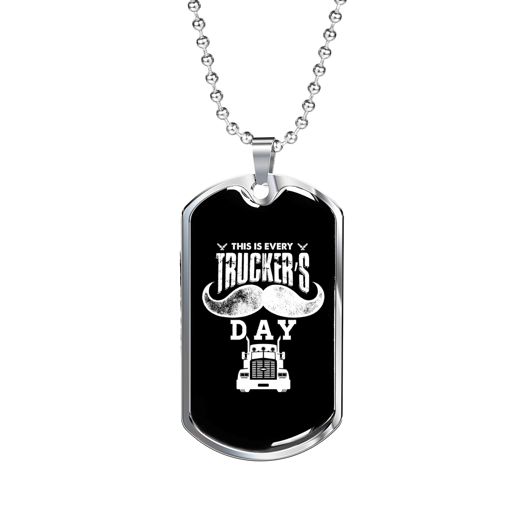 Every Trucker'S Day Dog Tag Stainless Steel or 18k Gold 24" Chain-Express Your Love Gifts