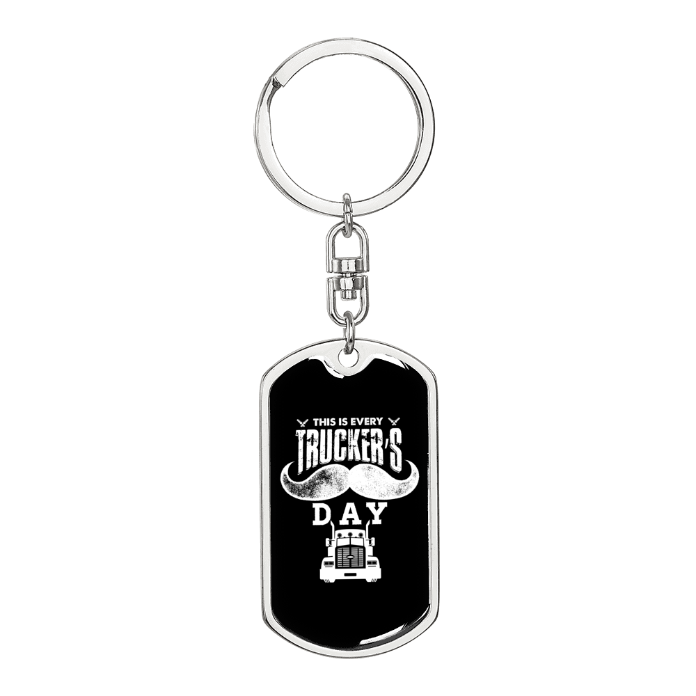 Every Trucker'S Day Swivel Keychain Dog Tag Stainless Steel or 18k Gold-Express Your Love Gifts