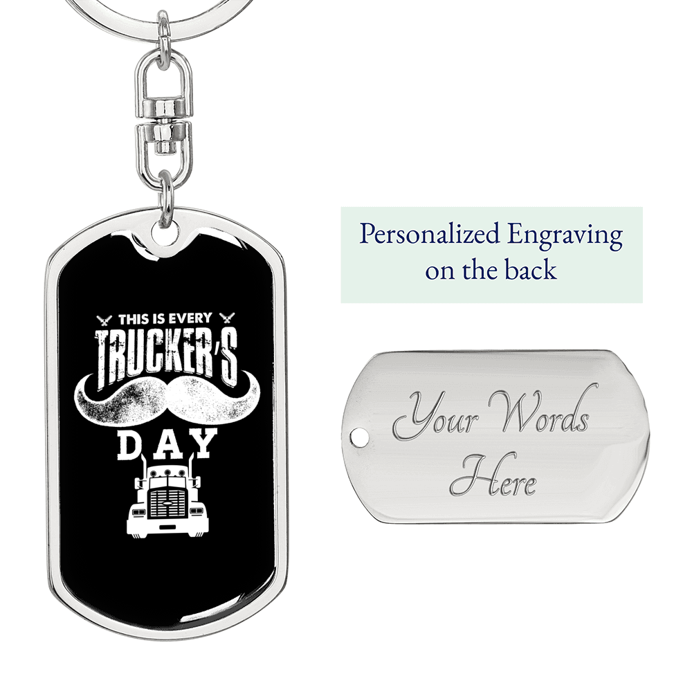 Every Trucker'S Day Swivel Keychain Dog Tag Stainless Steel or 18k Gold-Express Your Love Gifts