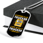 Everybody Is A Trucker Dog Tag Stainless Steel or 18k Gold 24" Chain-Express Your Love Gifts
