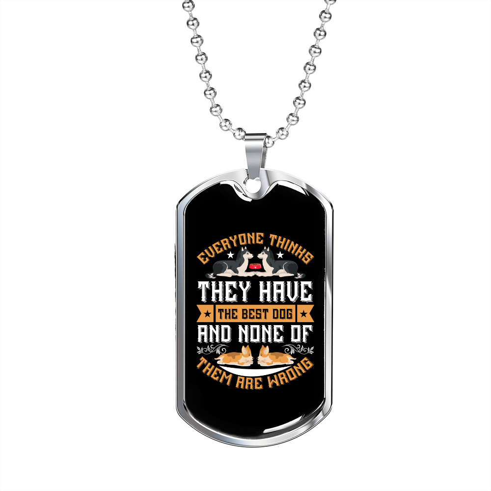 Everyone Thinks White Necklace Stainless Steel or 18k Gold Dog Tag 24" Chain-Express Your Love Gifts