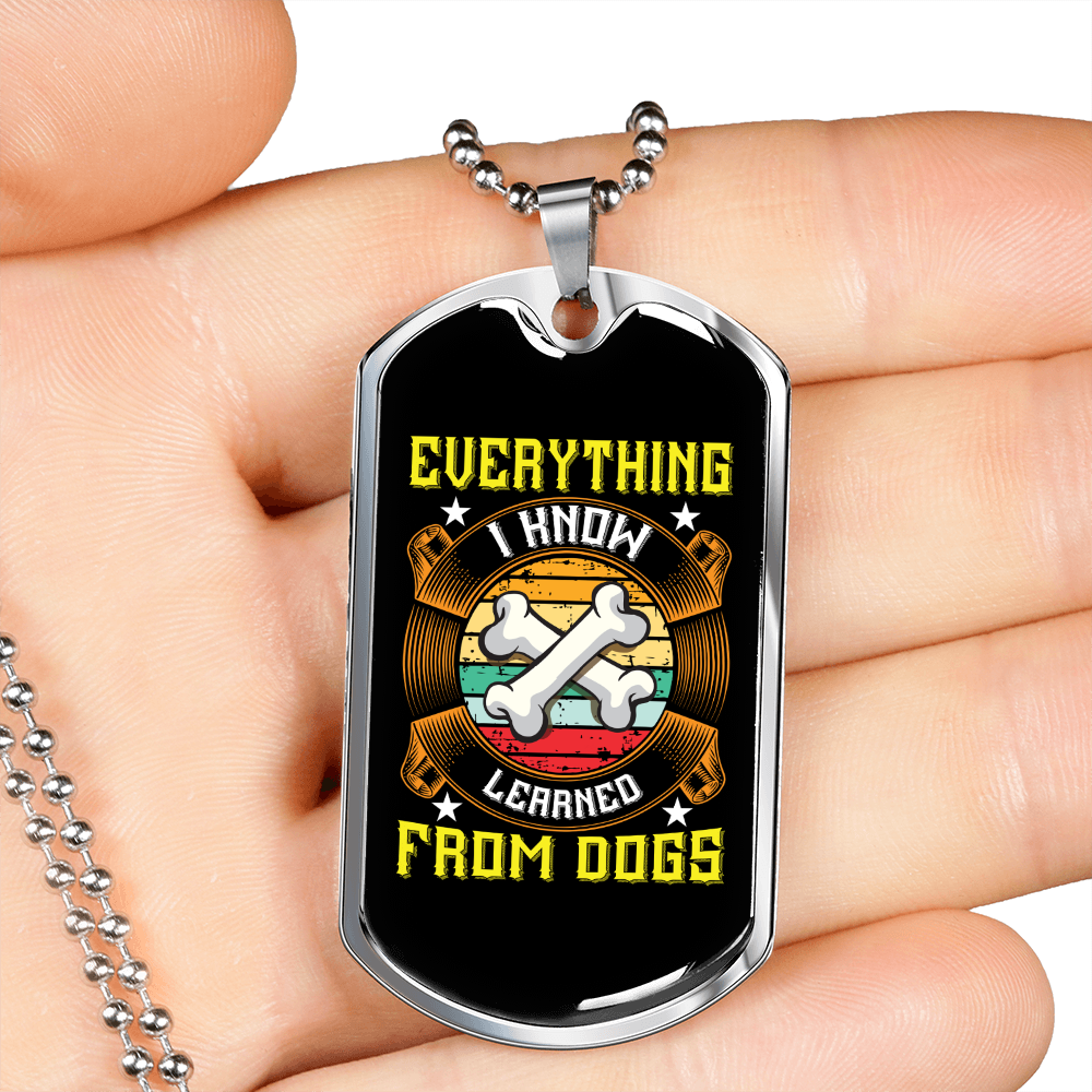 Everything I Know Yellow Necklace Stainless Steel or 18k Gold Dog Tag 24" Chain-Express Your Love Gifts