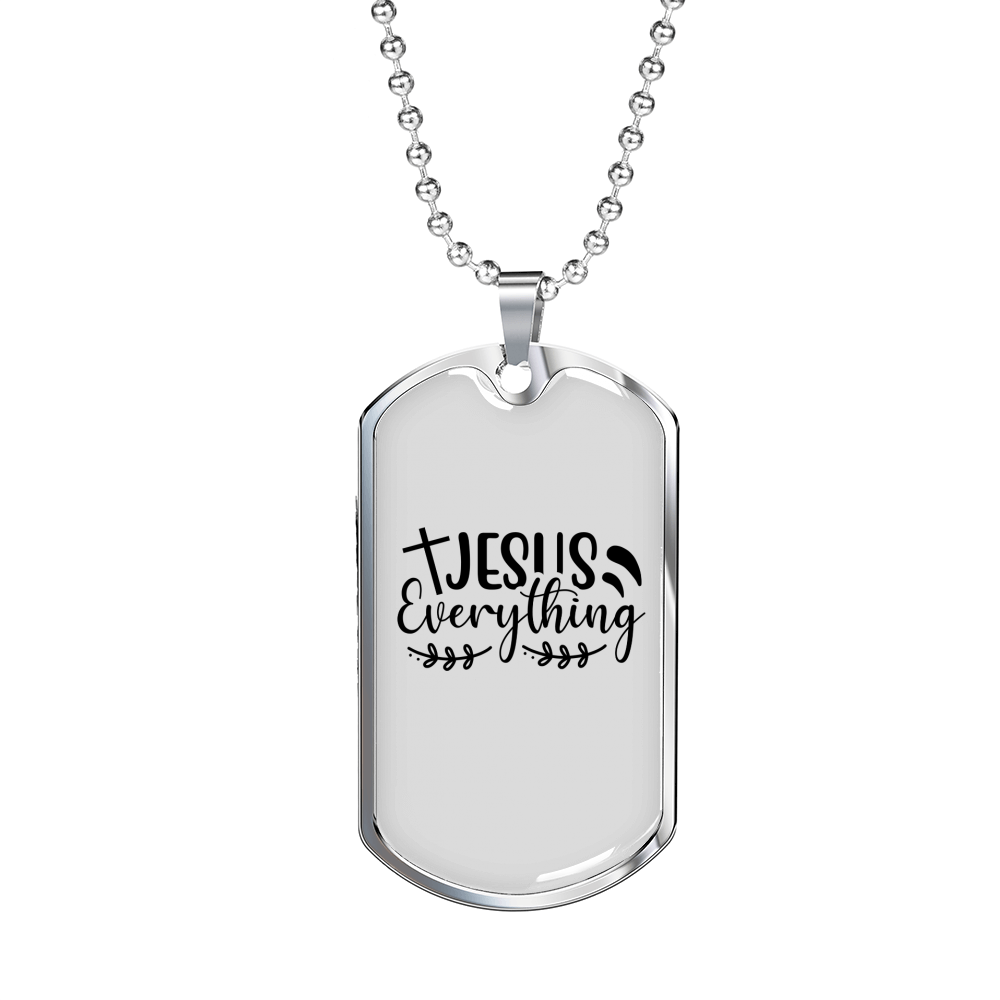 Everything Jesus Cross Necklace Stainless Steel or 18k Gold Dog Tag 24" Chain-Express Your Love Gifts