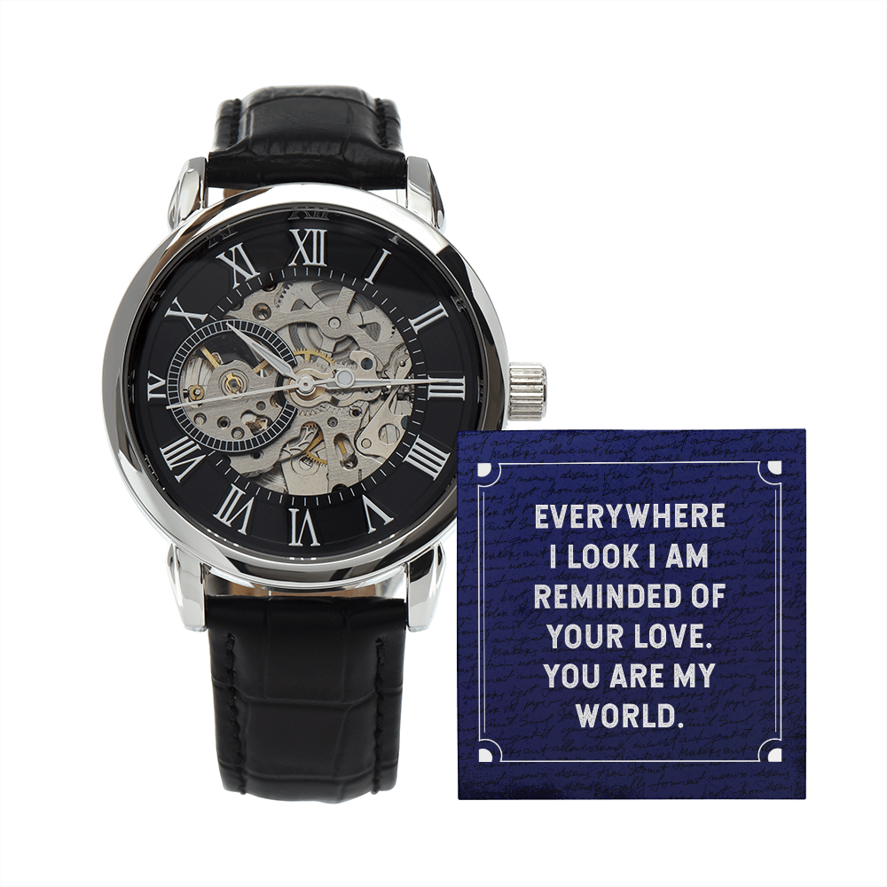 Everywhere I Look Men's Openwork Watch With Mahogany Box-Express Your Love Gifts