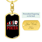 Evolution of Poker Gambler Keychain Stainless Steel or 18k Gold Dog Tag Keyring-Express Your Love Gifts