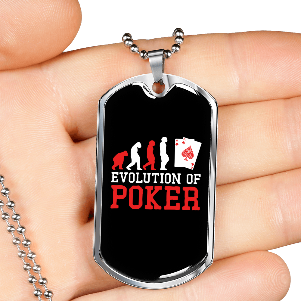 Evolution of Poker Gambler Necklace Stainless Steel or 18k Gold Dog Tag 24-Express Your Love Gifts