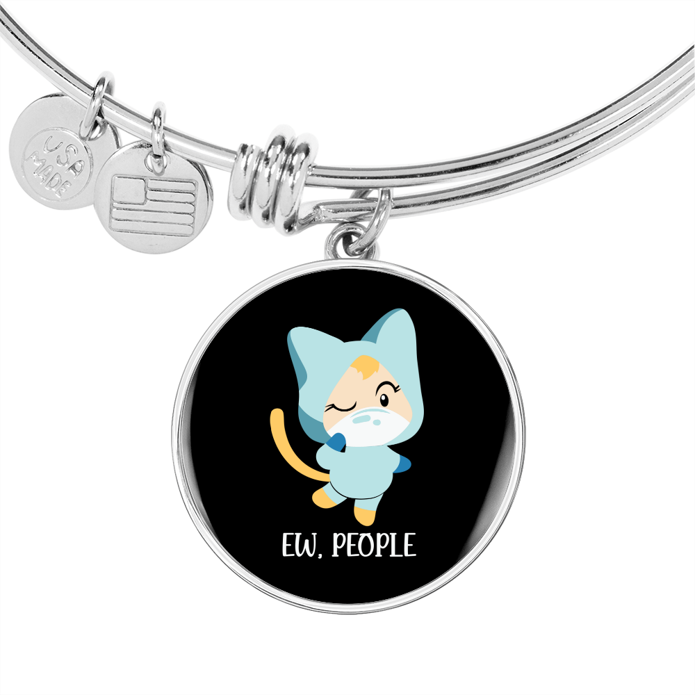 Ew People Cat Bracelet Stainless Steel or 18k Gold Circle Bangle-Express Your Love Gifts