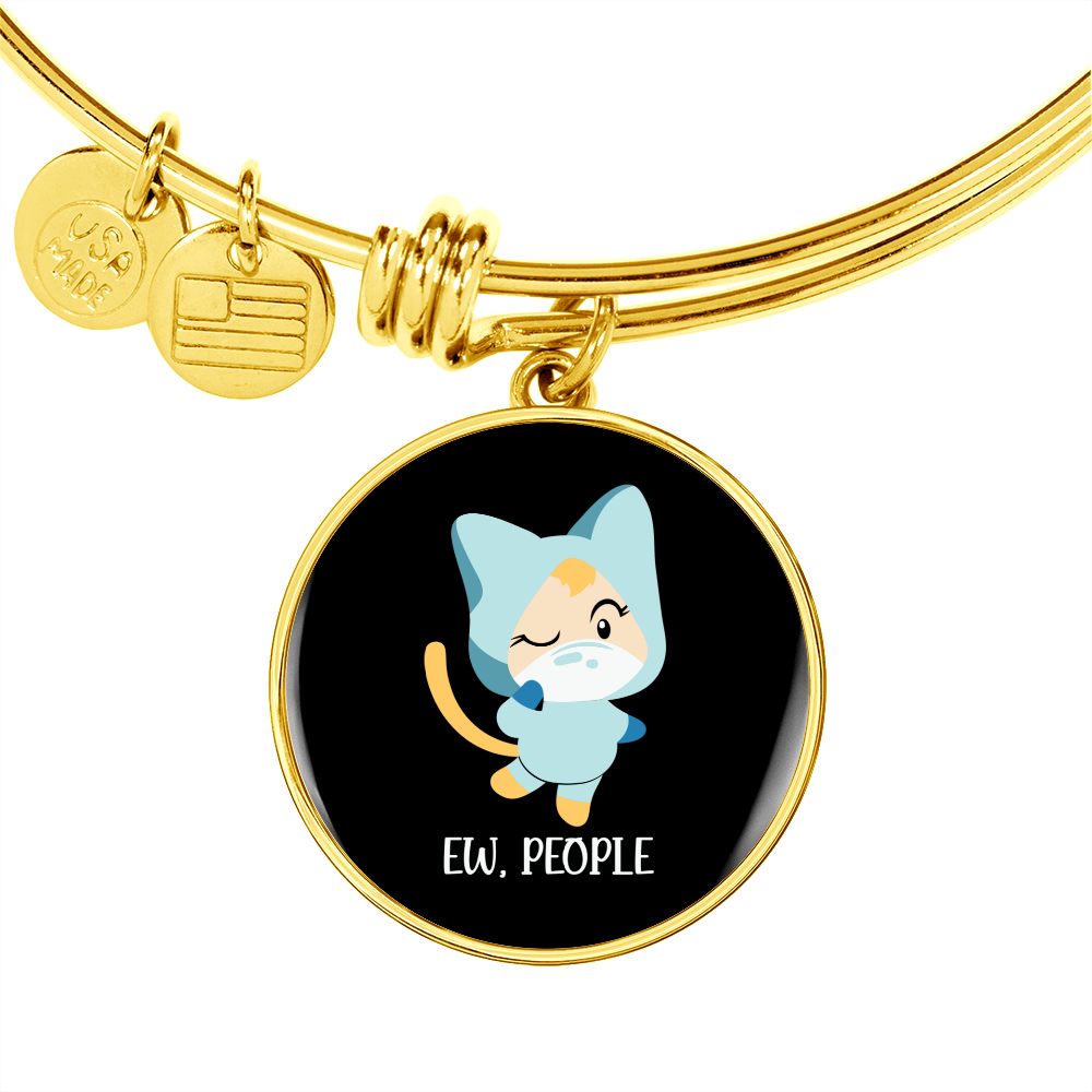 Ew People Cat Bracelet Stainless Steel or 18k Gold Circle Bangle-Express Your Love Gifts