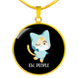 Ew People Cat Circle Necklace Stainless Steel or 18k Gold 18-22"-Express Your Love Gifts