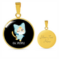 Ew People Cat Circle Necklace Stainless Steel or 18k Gold 18-22"-Express Your Love Gifts