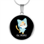 Ew People Cat Circle Necklace Stainless Steel or 18k Gold 18-22"-Express Your Love Gifts