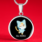 Ew People Cat Circle Necklace Stainless Steel or 18k Gold 18-22"-Express Your Love Gifts