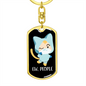 Ew People Cat Keychain Stainless Steel or 18k Gold Dog Tag Keyring-Express Your Love Gifts