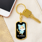 Ew People Cat Keychain Stainless Steel or 18k Gold Dog Tag Keyring-Express Your Love Gifts