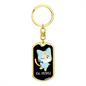 Ew People Cat Keychain Stainless Steel or 18k Gold Dog Tag Keyring-Express Your Love Gifts