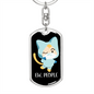 Ew People Cat Keychain Stainless Steel or 18k Gold Dog Tag Keyring-Express Your Love Gifts