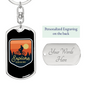 Explore Mountain Bike Cycling Keychain Stainless Steel or 18k Gold Dog Tag Keyring-Express Your Love Gifts
