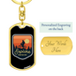 Explore Mountain Bike Cycling Keychain Stainless Steel or 18k Gold Dog Tag Keyring-Express Your Love Gifts