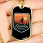 Explore Mountain Bike Cycling Necklace Stainless Steel or 18k Gold Dog Tag 24"-Express Your Love Gifts