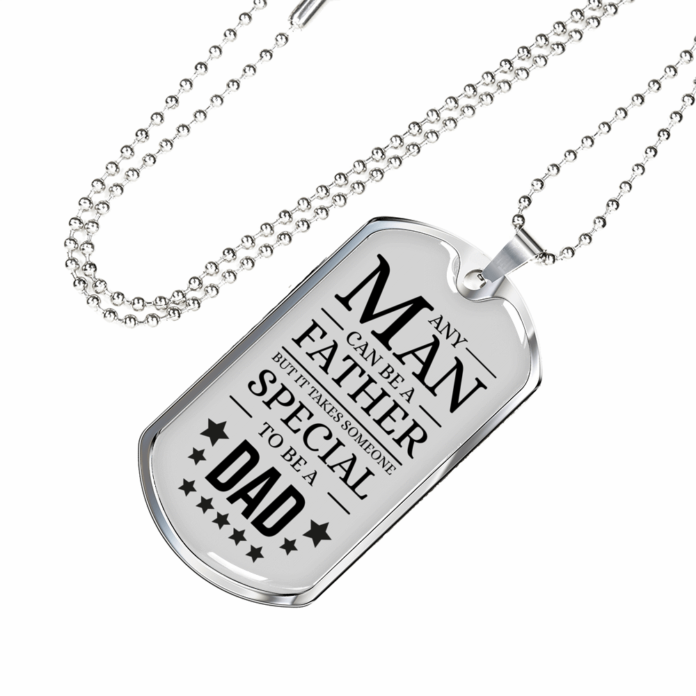 Father Gift Necklace Stainless Steel or 18k Gold Dog Tag w 24" Chain-Express Your Love Gifts