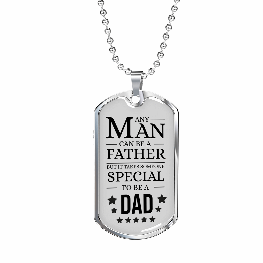 Father Gift Necklace Stainless Steel or 18k Gold Dog Tag w 24" Chain-Express Your Love Gifts
