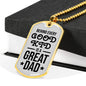 Fathers Day Gift Necklace Stainless Steel or 18k Gold Dog Tag w 24" Chain-Express Your Love Gifts