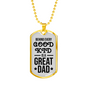 Fathers Day Gift Necklace Stainless Steel or 18k Gold Dog Tag w 24" Chain-Express Your Love Gifts