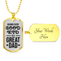Fathers Day Gift Necklace Stainless Steel or 18k Gold Dog Tag w 24" Chain-Express Your Love Gifts