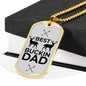 Father Gift Best Buckin Dad Dog Tag Stainless Steel or 18k Gold Dog Tag w 24"-Express Your Love Gifts