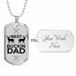 Father Gift Best Buckin Dad Dog Tag Stainless Steel or 18k Gold Dog Tag w 24"-Express Your Love Gifts