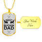 Father Gift Best Buckin Dad Dog Tag Stainless Steel or 18k Gold Dog Tag w 24"-Express Your Love Gifts