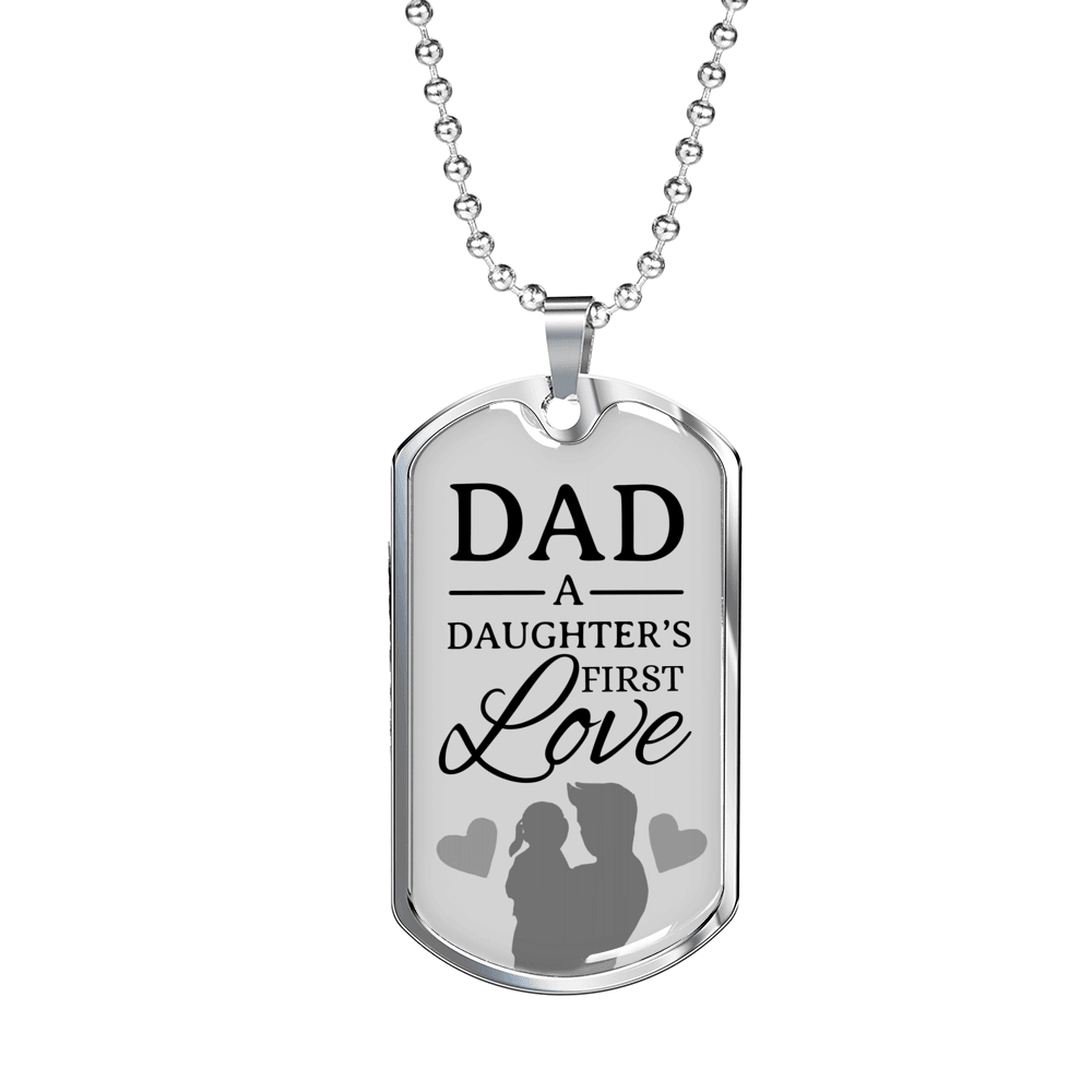 Dad Gift from Daughter Necklace Stainless Steel or 18k Gold Dog Tag w 24" Chain-Express Your Love Gifts