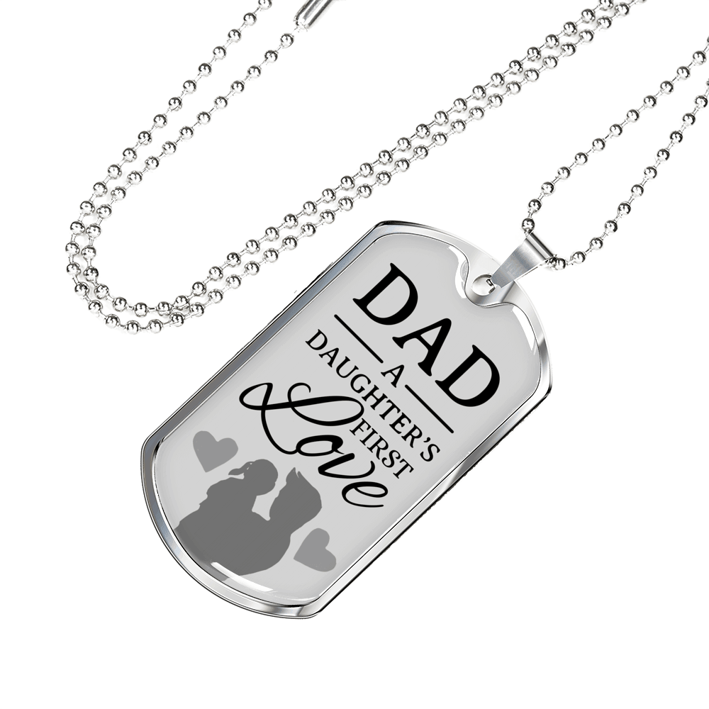 Dad Gift from Daughter Necklace Stainless Steel or 18k Gold Dog Tag w 24" Chain-Express Your Love Gifts