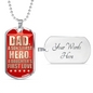 Fathers Day Dad Necklace Gift Hero for son Stainless Steel or 18k Gold Dog Tag w 24" Chain-Express Your Love Gifts