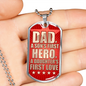 Fathers Day Dad Necklace Gift Hero for son Stainless Steel or 18k Gold Dog Tag w 24" Chain-Express Your Love Gifts