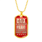 Fathers Day Dad Necklace Gift Hero for son Stainless Steel or 18k Gold Dog Tag w 24" Chain-Express Your Love Gifts