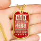 Fathers Day Dad Necklace Gift Hero for son Stainless Steel or 18k Gold Dog Tag w 24" Chain-Express Your Love Gifts