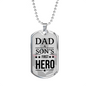 Father Gift Dad A Son's First Hero Necklace Stainless Steel or 18k Gold Dog Tag w 24" Chain-Express Your Love Gifts