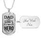 Father Gift Dad A Son's First Hero Necklace Stainless Steel or 18k Gold Dog Tag w 24" Chain-Express Your Love Gifts