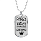 Fathers Day Dad is king Necklace Gift Stainless Steel or 18k Gold Dog Tag w 24" Chain-Express Your Love Gifts