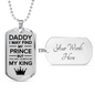 Fathers Day Dad is king Necklace Gift Stainless Steel or 18k Gold Dog Tag w 24" Chain-Express Your Love Gifts
