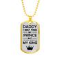 Fathers Day Dad is king Necklace Gift Stainless Steel or 18k Gold Dog Tag w 24" Chain-Express Your Love Gifts