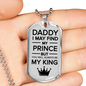 Fathers Day Dad is king Necklace Gift Stainless Steel or 18k Gold Dog Tag w 24" Chain-Express Your Love Gifts