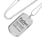 Father Dog Tag Gifts for Dad Necklace Stainless Steel or 18k Gold Dog Tag w 24" Chain-Express Your Love Gifts
