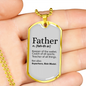 Father Dog Tag Gifts for Dad Necklace Stainless Steel or 18k Gold Dog Tag w 24" Chain-Express Your Love Gifts