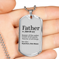 Father Dog Tag Gifts for Dad Necklace Stainless Steel or 18k Gold Dog Tag w 24" Chain-Express Your Love Gifts