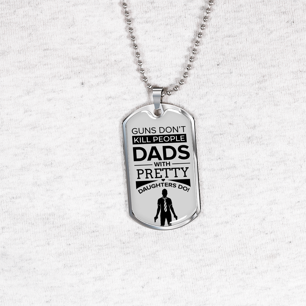 Fathers Day Dad Dog Tag Necklace Gift Killer Dad Stainless Steel or 18k Gold Dog Tag w 24" Chain-Express Your Love Gifts